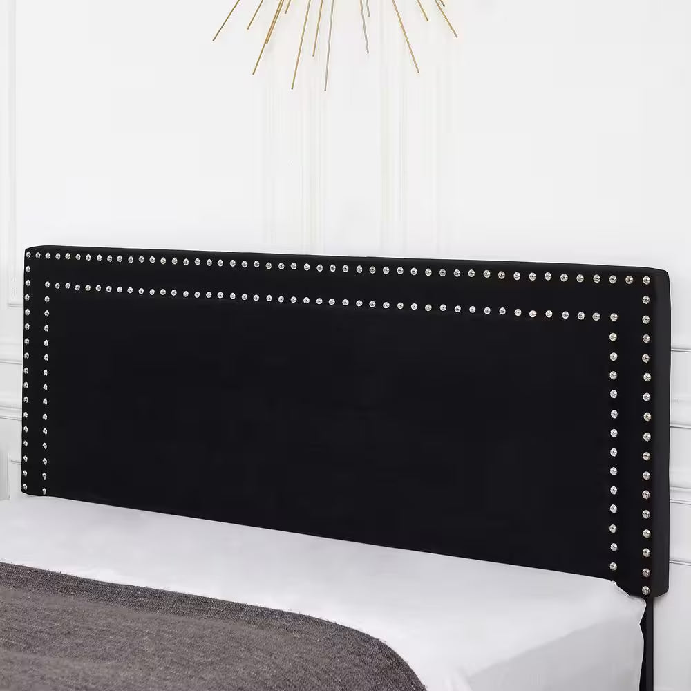 Upholstered Bed with Adjustable Headboard, No Box Spring Needed Platform Bed Frame, Bed Frame Black Full Bed