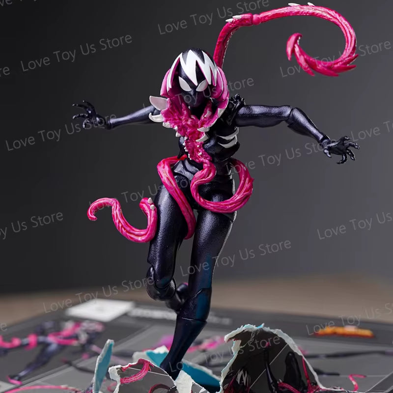 NEW KO KAIYODO REVOLTECH SPIDERMAN GWENOM Anime Action Figures Revoltech Amazing Yamaguchi Gwenom Venomized Gwen Stacy Model Toy