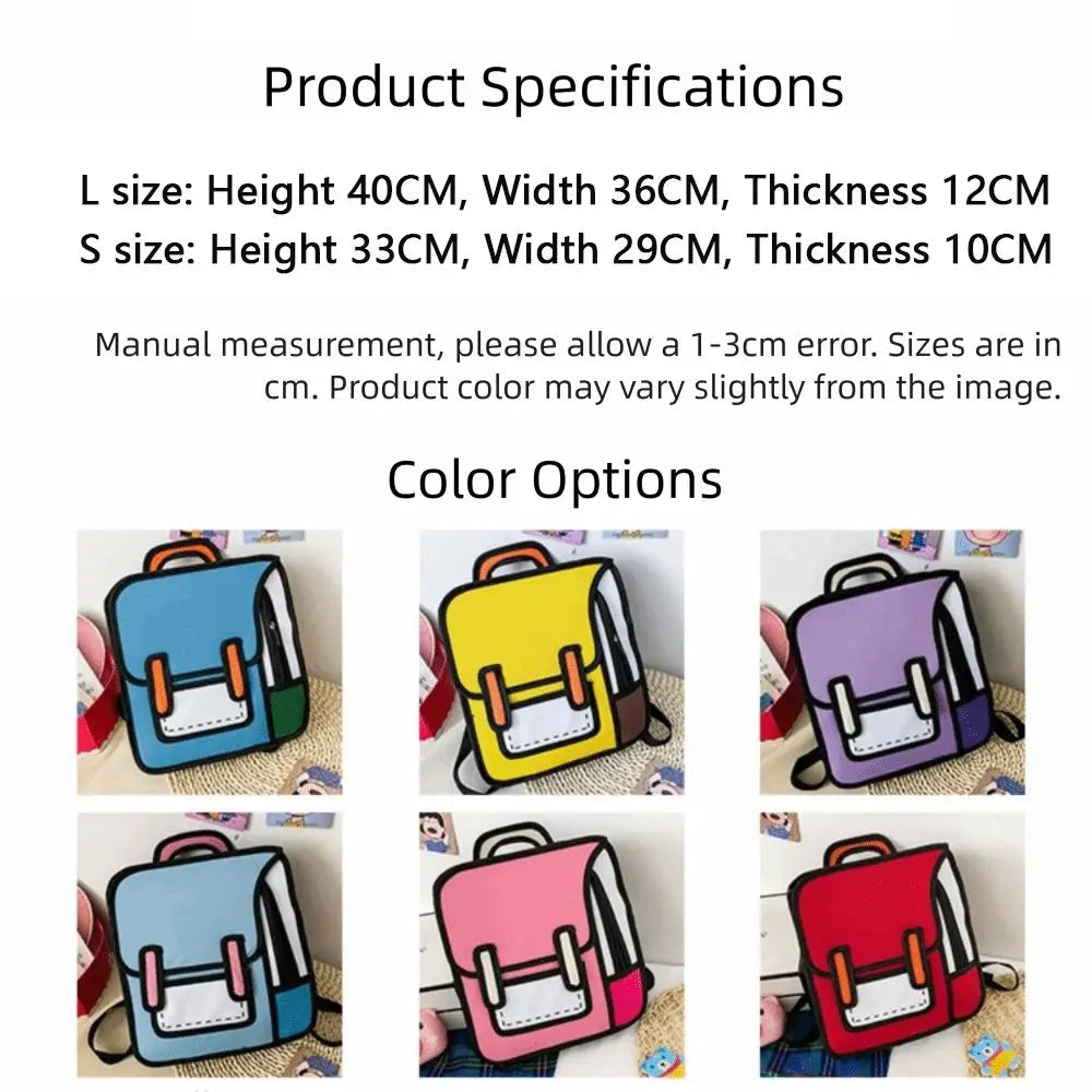 Trendy 2D Comic Print Student Schoolbag Large Capacity Adjustable Strap Student Backpack Lightweight Book Bag Boys Girls