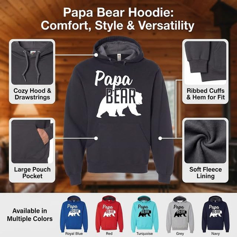 Papa Bear Hoodie for Men – Cute Matching Family Papa Bear Sweatshirt, Soft Pullover Hoodie, for Dad