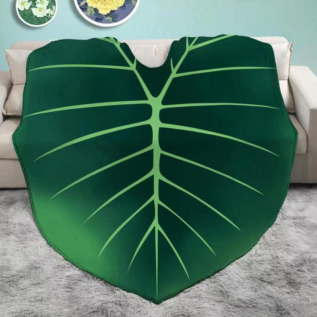 Leaf Blanket Plant Throw Blankets Soft Plush Flannel Giant Shaped Comfortable Kids or Adults for Couch Bed Sofa Decorative Great Gifts (Green Leaves) 87X63 Inch