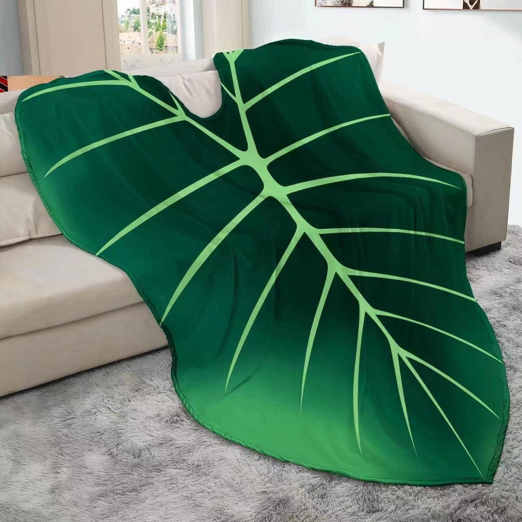 Leaf Blanket Plant Throw Blankets Soft Plush Flannel Giant Shaped Comfortable Kids or Adults for Couch Bed Sofa Decorative Great Gifts (Green Leaves) 87X63 Inch
