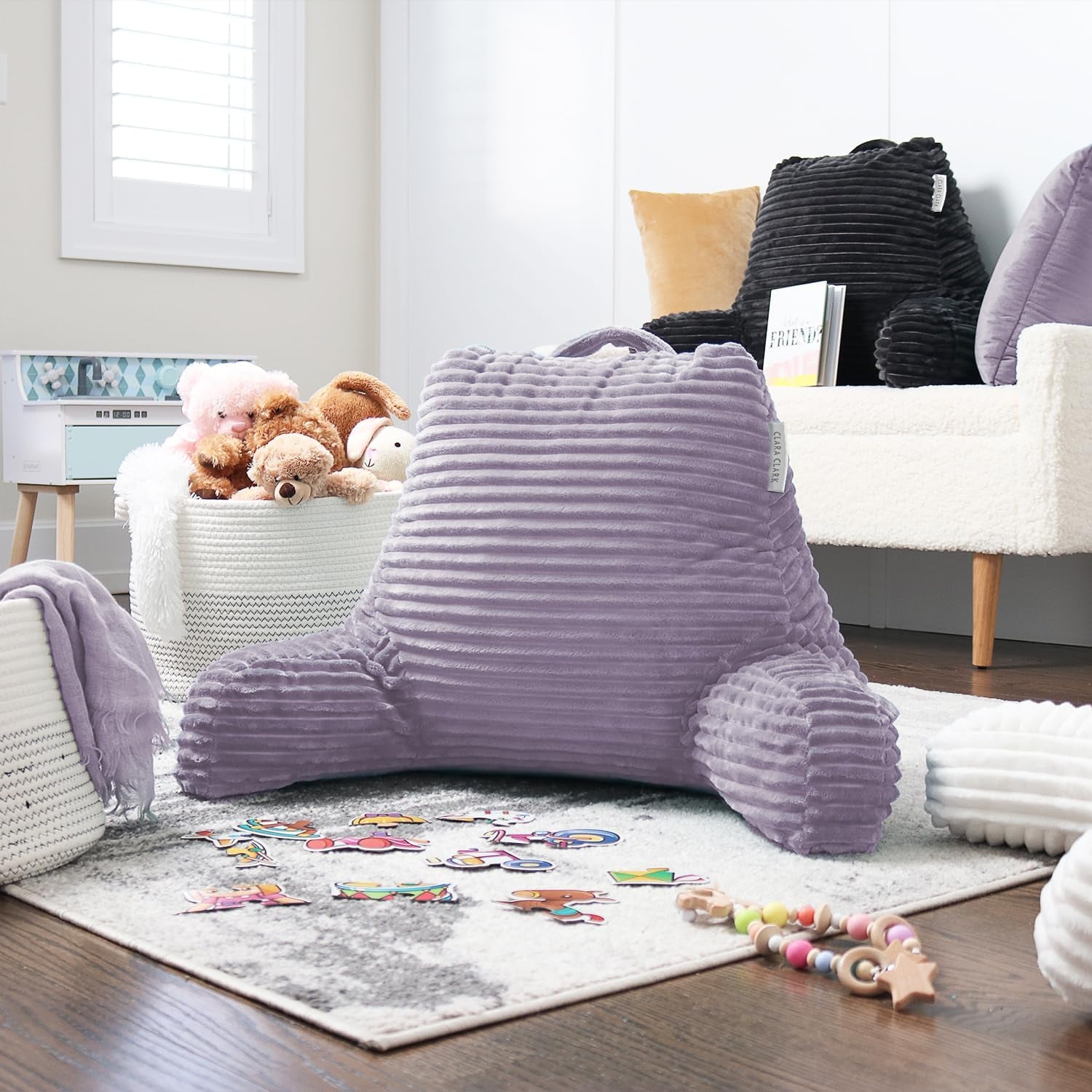 Reading Pillow for Bed Adult – Back Pillow for Sitting in Bed, Standard Bed Pillows for Sitting up in Bed, Foam Bed Chair Pillow, Dusty Purple Bed Rest Pillow