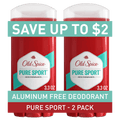 Aluminum Free Deodorant, High Endurance Pure Sport, 3.4 Oz (2 Pack)