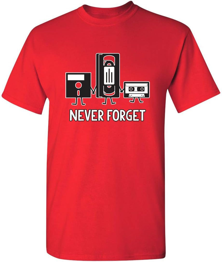 Never Forget T-Shirt | Floppy Disk Retro Geek Shirt | Funny 90S Throwback Novelty T Shirts for Tech Nostalgia Geek Gifts