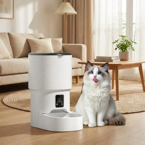 4L Programmable Automatic Pet Feeder for Small Dogs and Cats 6 Meals Daily Timer & Portion Control Dual Power with Bowl