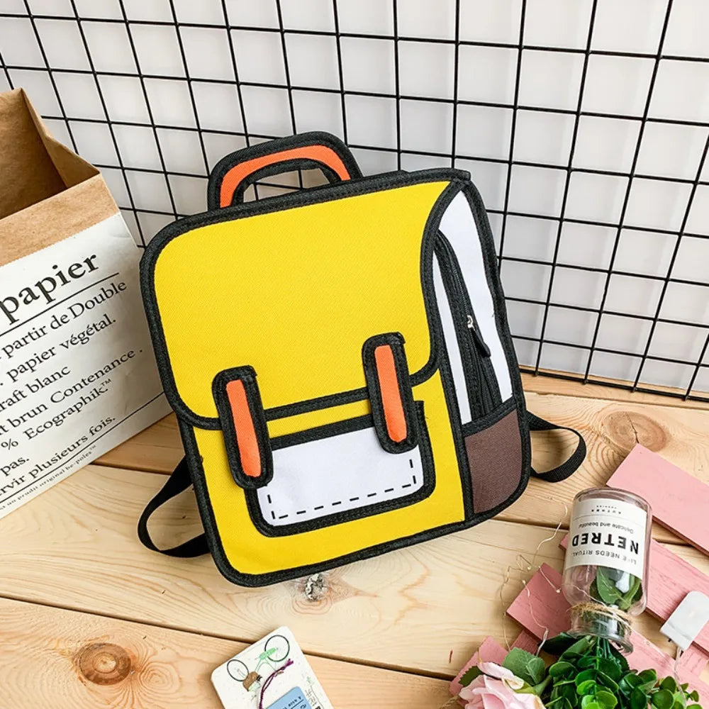 Trendy 2D Comic Print Student Schoolbag Large Capacity Adjustable Strap Student Backpack Lightweight Book Bag Boys Girls