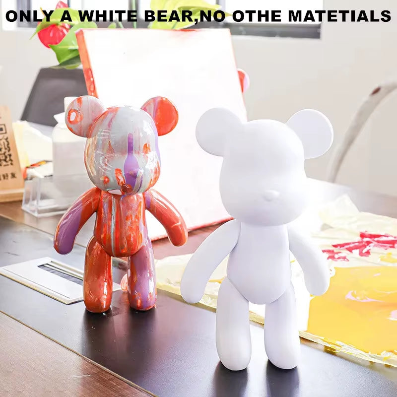 DIY Fluid Bear Sculpture Handmade Bearbrick Doll Ornaments Violent Bear Graffiti Painting Parent Child Toy Gift Home Decoration