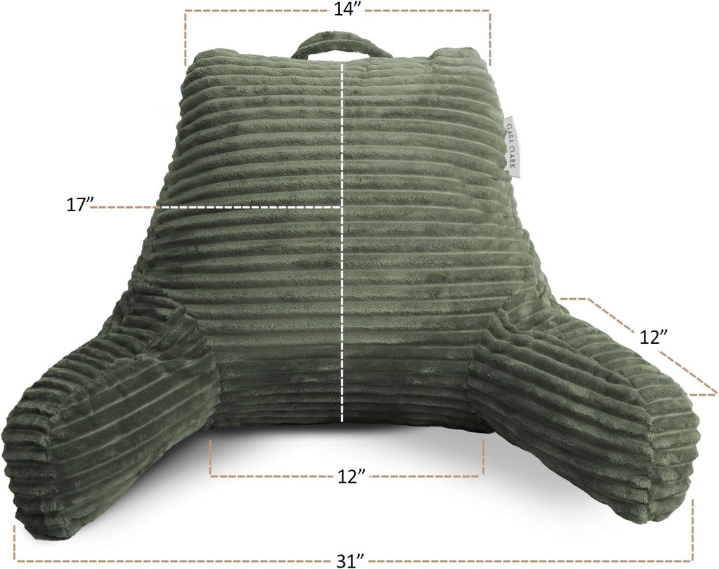 Reading Pillow for Bed Adult – Back Pillow for Sitting in Bed, Standard Bed Pillows for Sitting up in Bed, Foam Bed Chair Pillow, Olive Green Bed Rest Pillow