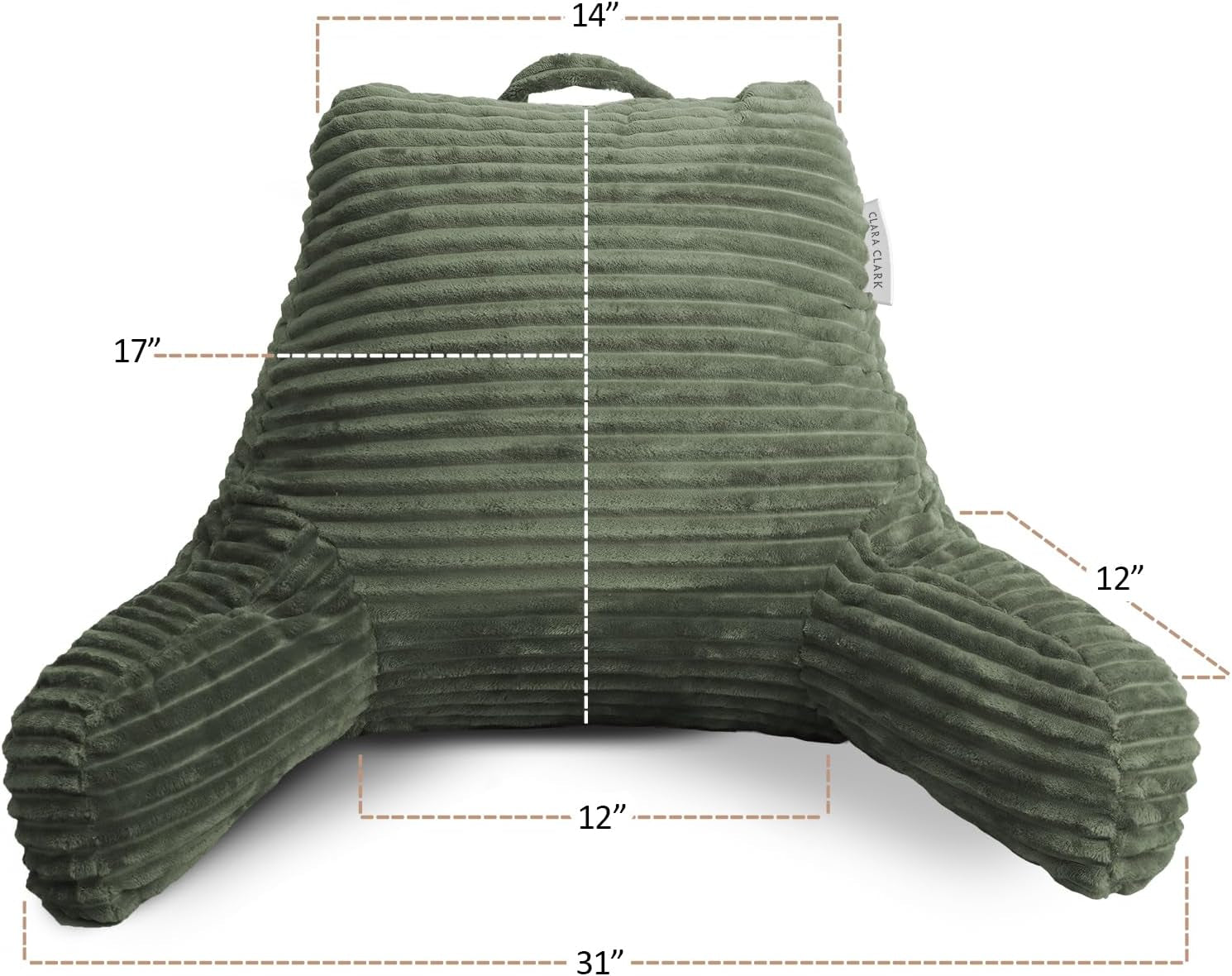 Reading Pillow for Bed Adult – Back Pillow for Sitting in Bed, Standard Bed Pillows for Sitting up in Bed, Foam Bed Chair Pillow, Olive Green Bed Rest Pillow