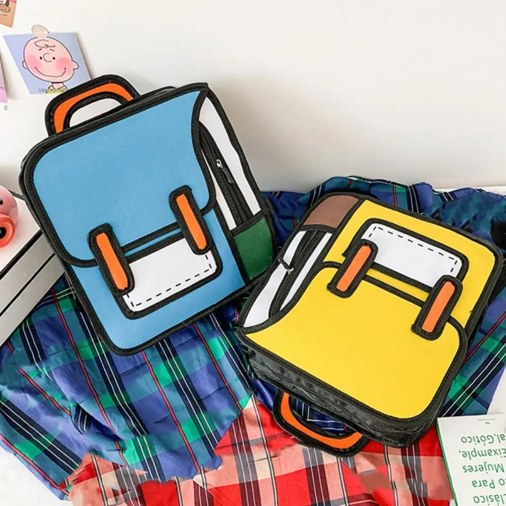 Trendy 2D Comic Print Student Schoolbag Large Capacity Adjustable Strap Student Backpack Lightweight Book Bag Boys Girls