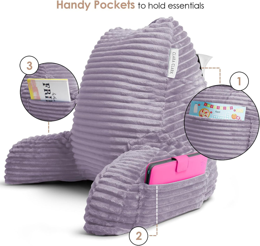 Reading Pillow for Bed Adult – Back Pillow for Sitting in Bed, Standard Bed Pillows for Sitting up in Bed, Foam Bed Chair Pillow, Dusty Purple Bed Rest Pillow