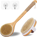 Dry Brushing Body Brush Sets Wooden Handle Combined with Medium Strength Natural Bristles Gentle Exfoliator Remove Cellulite Lymphatic Drainage Makes the Skin of the Entire Body Softer