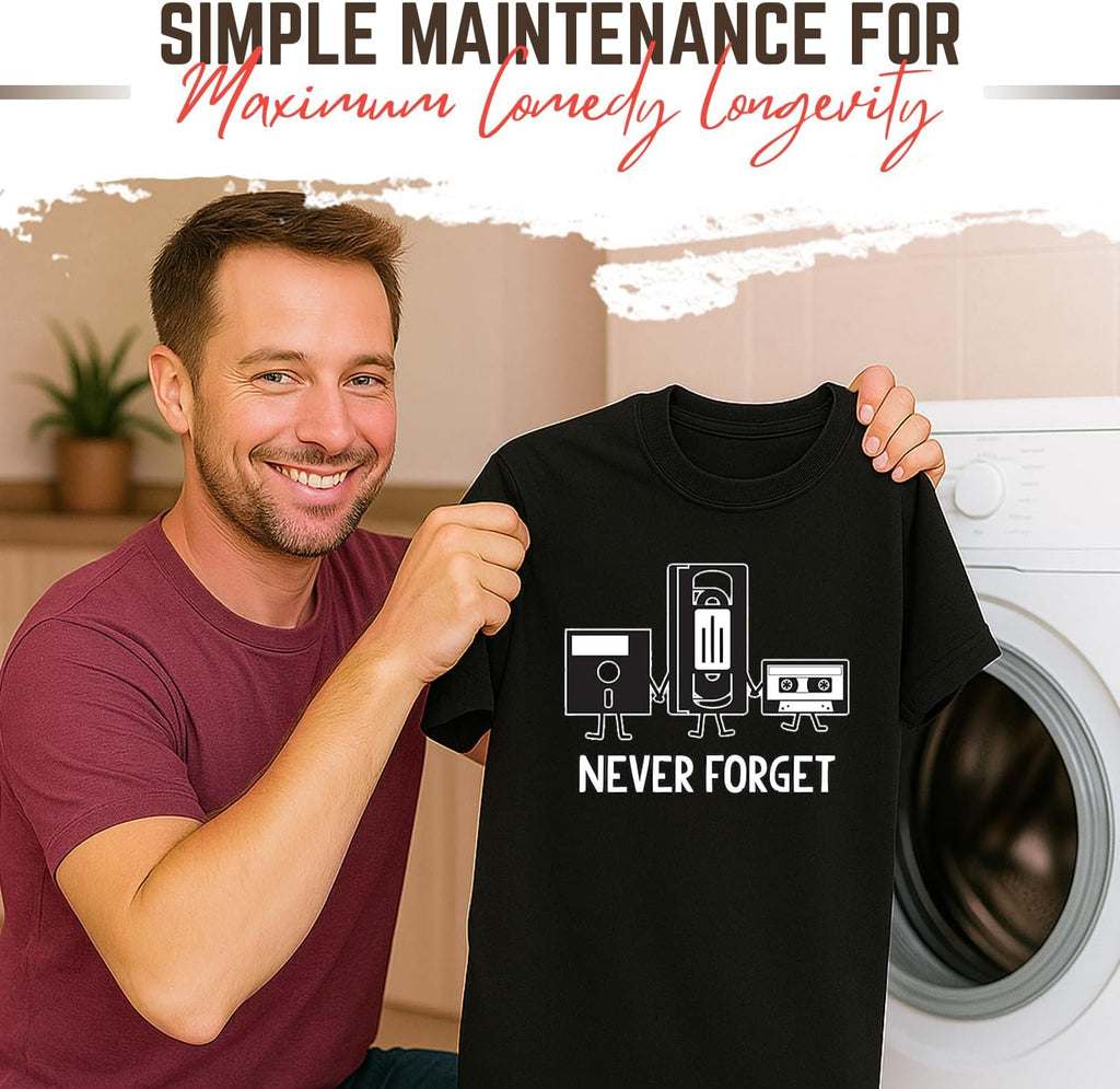 Never Forget T-Shirt | Floppy Disk Retro Geek Shirt | Funny 90S Throwback Novelty T Shirts for Tech Nostalgia Geek Gifts